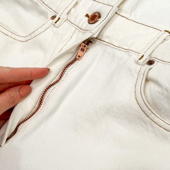 Zara Cotton Denim Jumpsuit Boilersuit with Contrast Topstitching in Ecru Size XS - Picture 5 of 16